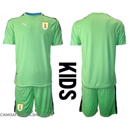Camisa de time de futebol Uruguai Goleiro Replicas 1º Equipamento Infantil Mundo 2022 Manga Curta (+ Calças curtas)